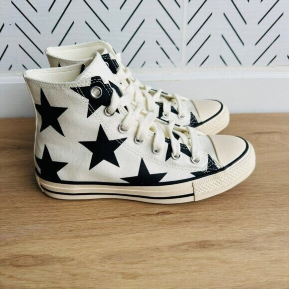 Converse Pants - ⭐Converse Chuck Taylor Large Stars Hi Sz 7.5 Women Shoes Sneakers Ivory A09898F